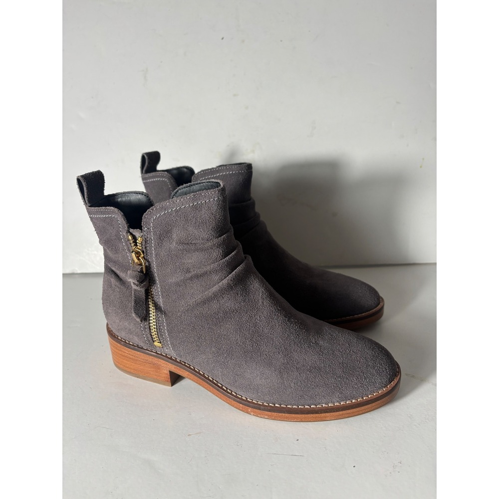 Cole Haan Grand OS Harrington Grand Slouch Bootie 6.5 Gray Suede Ankle Zip Up